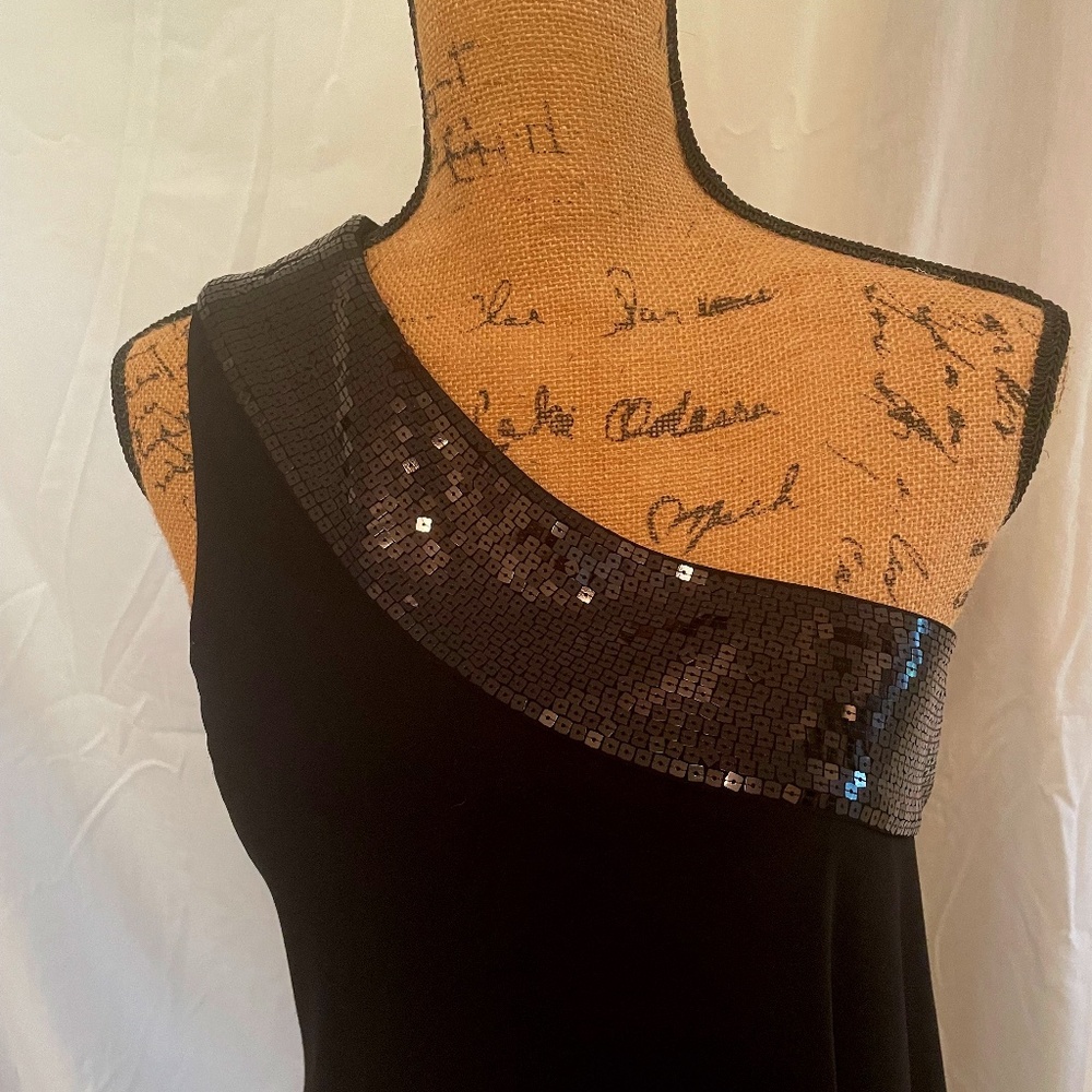 Calvin Klein, asymmetrical, black party dress, size 6